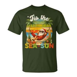 T-shirt Tis The Sea Sun Christmas In July Hawaii Santa Beach - Product Image 1