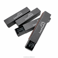 Allumettes de sécurité longues écologiques noires de 75 mm avec impression personnalisée, en bois, dans une boîte en papier, pour fête, bougie parfumée, cadeau de mariage