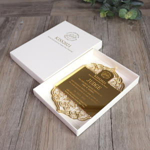 Cartes d'invitation de fête en acrylique miroir doré avec motif découpé au laser et <span class=keywords><strong>texte</strong></span> gravé - Product Image 5