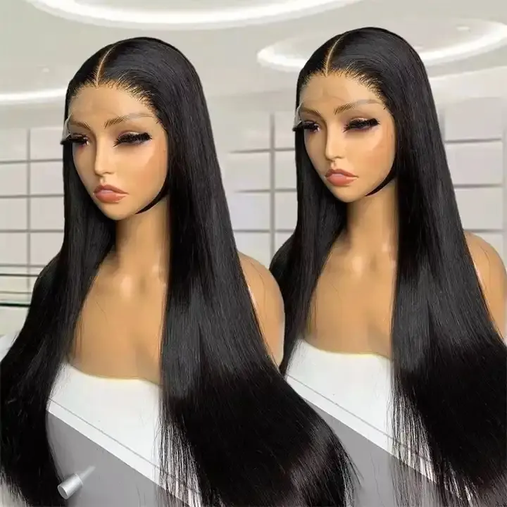 Glueless Wigs Brazilian Virgin Human Hair HD Lace Frontal Wig Raw Remy Straight Peruvian Hair Lace Front Wigs