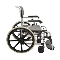 Chaise de toilette 3-en-1 en aluminium et PU avec roulettes et siège surélevé |   Chaise de transfert mobile respirante, légère et réglable pour personnes âgées
