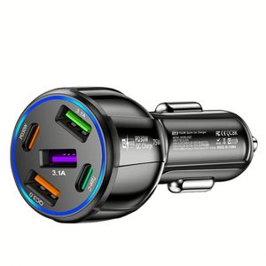75W Car Phone Charger 5 Port <b>USB</b> Type <b>C</b> Fast Charging <b>Power</b> <b>Adapter</b> Quick Charge 3.0 for Phones - Product Image 1