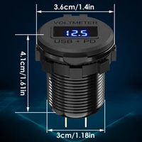 12V/24V aluminio Dual USB Outlet PD3.0 y QC3.0 Enchufe de carga rápida con voltímetro LED e interruptor