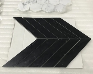 Tùy chỉnh màu đen Nero MARQUINA đá cẩm thạch Gạch Mosaic Mẫu giọng phòng tắm sàn tường gạch nhà bếp xương cá tường <span class=keywords><strong>Chevron</strong></span> - Product Image 5