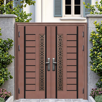 Porte double de luxe pour villa maison Porte d'entrée métallique en acier inoxydable avec fonction coupe-vent Application extérieure finie Sous-sol