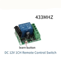Module de commutateur de relais sans fil RF à distance 433 MHz 1CH 10A 12V CC avec émetteur