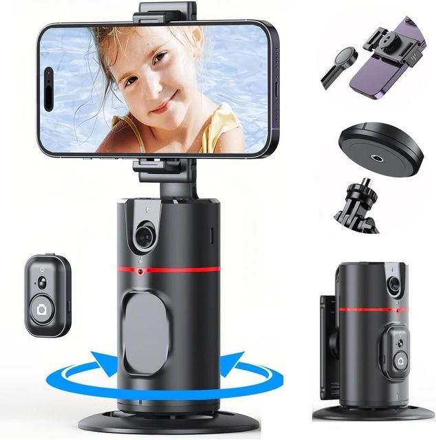 Auto Tracking Mobile Phone Holder 360 Rotation Face Tracking Tripod Built-in Camera for 5.0 for Content Creator
