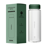 Bouteille d'eau sport en plastique Tritan de 500 ml avec couvercle en acier inoxydable. Logo et couleur personnalisés pour un design étanche et portable.