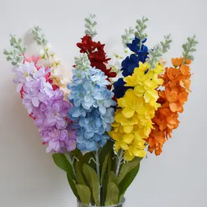 IFG कृत्रिम फूल आपूर्तिकर्ता 33 इंच लंबा सफेद रॉयल ब्लू ऑरेंज जलकुंभी घनिष्ठा फूल स्टेम