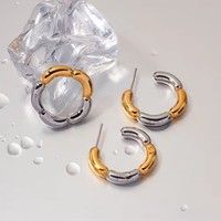 Ensemble de boucles d'oreilles créoles et clous d'oreilles hypoallergéniques multicolores, minimalistes, en acier inoxydable plaqué or, imperméables