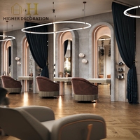 Décoration de salon de beauté, mobilier de salon de beauté en bois, miroir, mobilier de salon de manucure avec éclairage LED