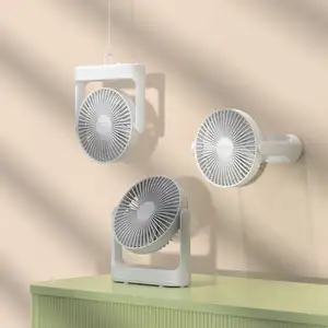 Ventilador de techo portátil para acampada, aparato de ventilación montado en la pared con gancho colgante, funciona con batería recargable de 4000mAh, para tienda o coche