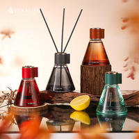 Diffuseur de parfum à bâtonnets coniques en verre coloré, bâtonnets en fibre pour la décoration intérieure, logo personnalisé, MSDS, REACH, vente en gros