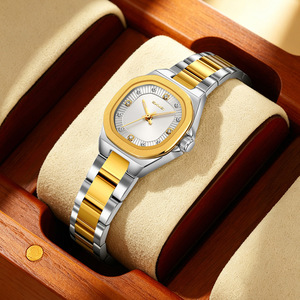 Montre à quartz pour femme de style luxueux avec bracelet en acier, sertie de diamants et étanche, montre de style professionnel - Product Image 2