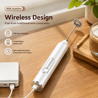 Mélangeur à boissons électrique pour latte matcha, mousseur à café portatif avec 2 fouets détachables, 3 vitesses, mousseur à lait rechargeable
