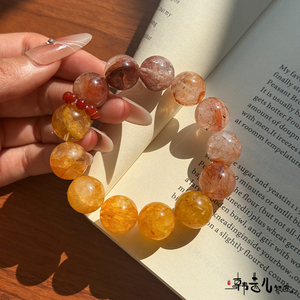 Natural Fire Quartz Beaded <strong>Bracelet</strong> Elastic Stretch <strong>Red</strong> Hematoid Crystal <strong>Bracelet</strong> With <strong>Red</strong> Accent <strong>Beads</strong> For Women - Product Image 4