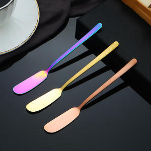 มีดเนยสแตนเลส Yt A028 304 สีพื้น สไตล์ตะวันตก สำหรับทาครีมชีส แยม มีดครัว สีเงิน สีทอง สีโรสโกลด์ - Product Image 2