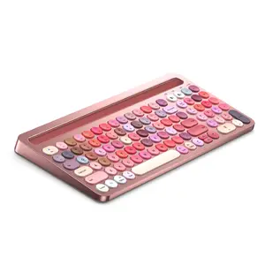 लैपटॉप आईफोन टैबलेट के लिए कस्टम ब्लूटूथ वायरलेस बैकलिट कीबोर्ड 99 कुंजी कंप्यूटर रेट्रो पंक रंगीन एलईडी लाइट अप कीबोर्ड