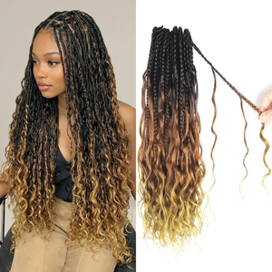 Extensions de cheveux au crochet tressées en boîte, bouclées aux extrémités, de 12 à 30 pouces, sans perte ni nœuds, pour femmes noires africaines, vente en gros - Product Image 5