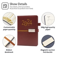 Journal planificateur à couverture rigide en cuir PU noir d'affaires carnet de notes personnalisé en lin tissu non daté avec boucle