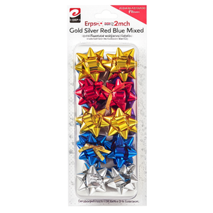 Lazo Decorativo Erpsl para Mascotas, 2 Pulgadas, Polipropileno, Dorado, Plateado, Rojo, Azul, Surtido, Paquete de 12, Reutilizable, Forma de Estrella Clásica, para Regalo - Product Image 2