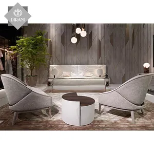 Puesto comercial moderna muebles de sala boda sofá silla de madera Marco de terciopelo de lujo de un solo asiento sofá acento de tela