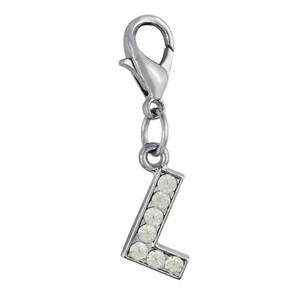 Ciondolo a forma di lettera L in cristallo con strass trasparenti per la creazione di gioielli - Product Image 1