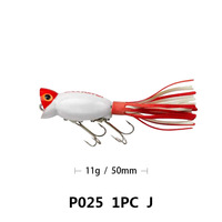 Topwater Popper – leurre de pêche artificiel flottant avec queue colorée, appât artificiel Wobbler de pêche Pesca 11g 50mm