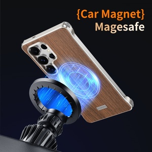 Étui de téléphone magnétique en bois de noyer avancé avec panneau arrière pour Samsung S26 S23 S24 S25 Ultra, coque antichoc sans cadre en métal aluminium - Product Image 3