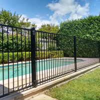 Valla de Seguridad Moderna de Acero con Recubrimiento de Polvo Metálico, 6x8 Pies, Negra, con Puntas, para Piscina, Valla de Jardín con Parte Superior Plana