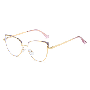 Thời trang kim loại của phụ nữ thiết kế cổ điển <span class=keywords><strong>Cat</strong></span> <span class=keywords><strong>Eye</strong></span> Eyewear chống ánh sáng màu xanh cận thị kính quang học khung biểu tượng tùy chỉnh kính - Product Image 3