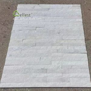 Panneaux empilés blancs modernes - Mosaïque de <span class=keywords><strong>pierre</strong></span> de parement à face fendue pour mur de fond de télévision dans le salon - Product Image 2