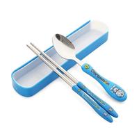 Cuillère, fourchette et baguettes en acier inoxydable avec manche en plastique écologique, avec boîte en plastique, sans BPA, non toxique, réutilisables