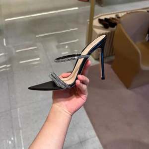 Nuevas Sandalias de Tacón de Aguja Color Nude con Punta Abierta y Pedrería, de Doble Uso, con Cierre Deslizante, Tacones Altos para Mujer - Product Image 3