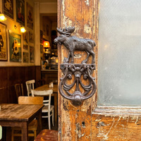 Poignée de porte et poignée de tirage en fonte antique en forme de mouflon - Style européen rustique décoratif pour portail de jardin, porte de grange, cabane et décoration intérieure