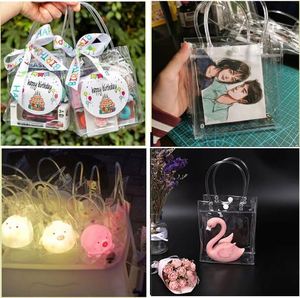 Bolsas de Regalo Transparentes con Asa y Logotipo Personalizado, Bolsas de Plástico Reutilizables para Recuerdos de Fiesta, Bodas y Cumpleaños - Product Image 5