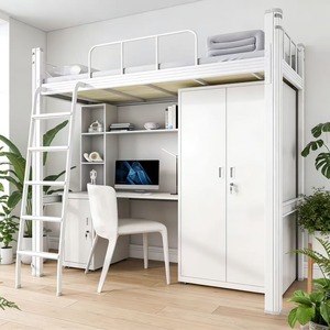 Cama Litera Metálica Moderna de Tamaño Completo Ajustable con Escritorio y <span class=keywords><strong>Armario</strong></span> para Uso Comercial en Dormitorios - Product Image 1