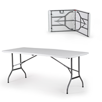 Table à chevalets en plastique à choix multiples Table pliable en deux de 6 pieds Portable avec poignée