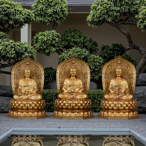 宗教的なブロンズメッキ三宝仏像デジタルプリント動物彫刻鋳造クリスマスメタルアートギフト - Product Image 1