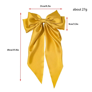 Accessoires coréens : Pinces à cheveux pour femmes et filles, grands nœuds en satin uni avec long ruban, barrettes à ressort, collection Printemps 2023 - Product Image 6