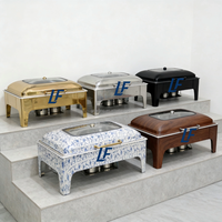 Ensemble de chauffe-plats de luxe en acier inoxydable 9L doré avec contrôle automatique de la température, maintien au chaud jusqu'à 48 heures, plats de service divisés