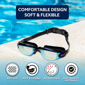 Lunettes de natation Lunettes de natation sans fuite avec pince-<span class=keywords><strong>nez</strong></span>, bouchons d'oreilles, bonnet de bain et étui pour hommes femmes - Product Image 5