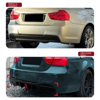 E90 E91 Bahan Plastik Hitam Glossy Diffuser Splitter Belakang Body Kit Mobil untuk BMW Seri 3 E90 E91 M Sport 2005-2012