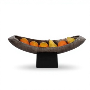 Bol à fruits en métal fait main, design minimaliste, finition grise sculptée, plat de service décoratif pour la décoration de la maison - Product Image 1
