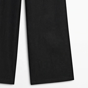 <span class=keywords><strong>Pantaloni</strong></span> larghi dritti a vita alta personalizzati <span class=keywords><strong>di</strong></span> alta qualità da <span class=keywords><strong>donna</strong></span> eleganti <span class=keywords><strong>pantaloni</strong></span> <span class=keywords><strong>di</strong></span> <span class=keywords><strong>lino</strong></span> <span class=keywords><strong>di</strong></span> cotone 100% sottili <span class=keywords><strong>neri</strong></span> Casual - Product Image 4