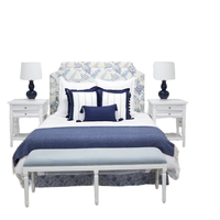 Ensemble de chambre à coucher moderne de grande taille avec tête de clou antique en bois de chêne, meubles de maison de grande taille, linge de lit pour hôtel et appartement