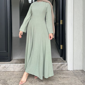 2025 vendita calda Abaya con coulisse regolabile in <span class=keywords><strong>lino</strong></span> da <span class=keywords><strong>donna</strong></span> abiti modesti moda abbigliamento islamico abito <span class=keywords><strong>lungo</strong></span> musulmano Abaya - Product Image 3