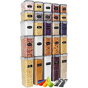24 PCS BPA Free Plastic air Tight Food <b>Storage</b> Containers for Food Dry Keeper, Bean, Noodles, Cereal, Sugar Container - Product Image 1