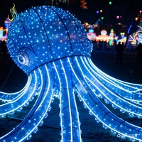 Serie de Faroles Gigantes con Forma de Animales Marinos, Esculturas de Animales Oceánicos de Hierro con LED, Resistentes al Agua y Duraderas, para Decoración de Año Nuevo Chino y Navidad