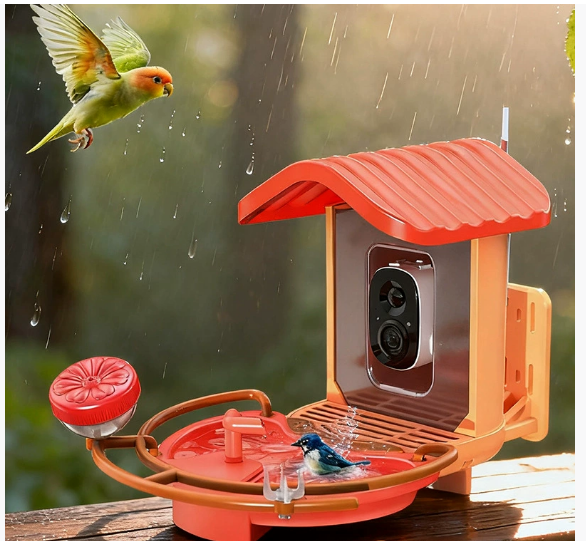 Solar Powered 4MP Smart Bird Feeder Camera with AI Bird Identification, Durable ABS Material, HD Outdoor Wildlife Camera